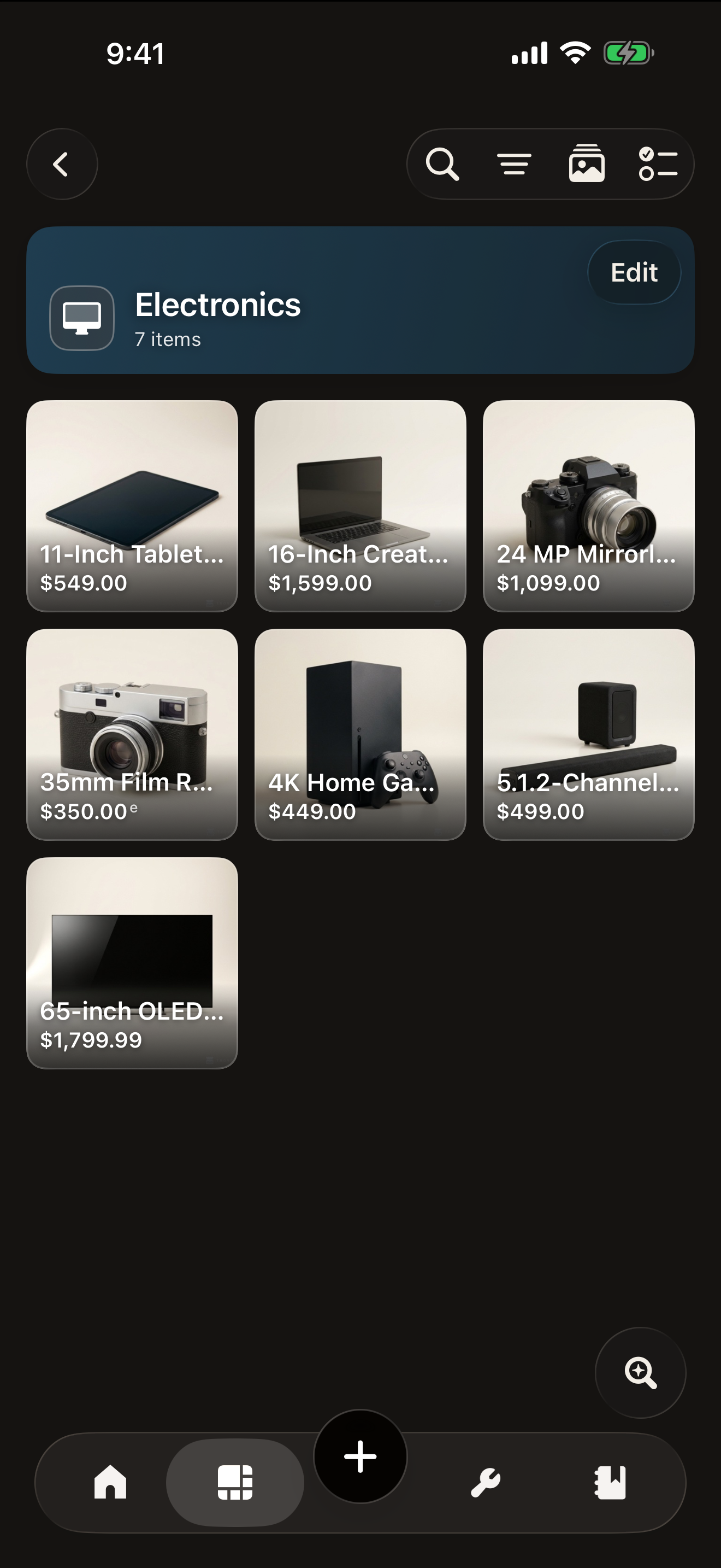 A Collection shown as a grid of items
